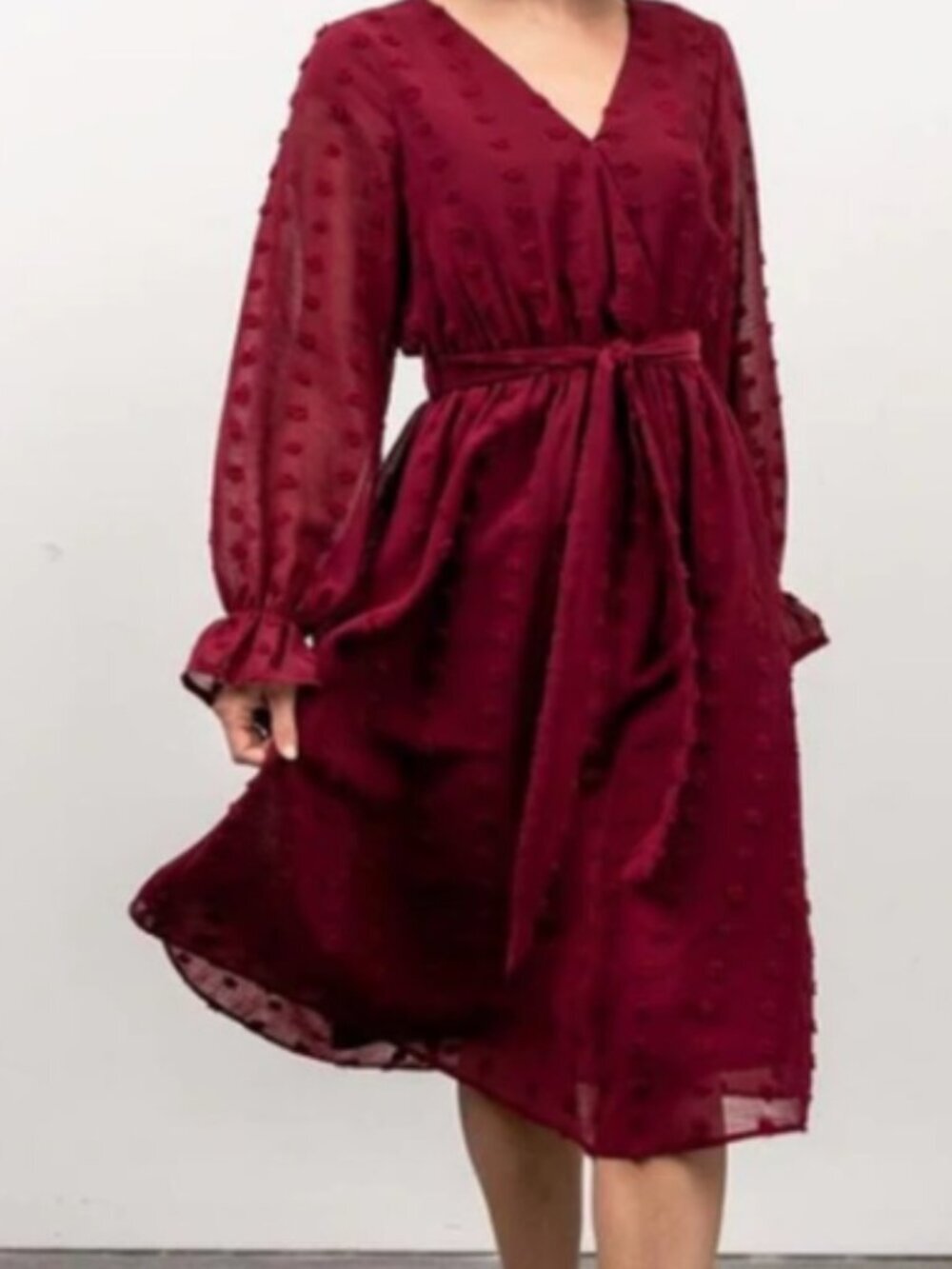 Baltic Born Paisley Dot Midi Dress Burgundy NWT Small